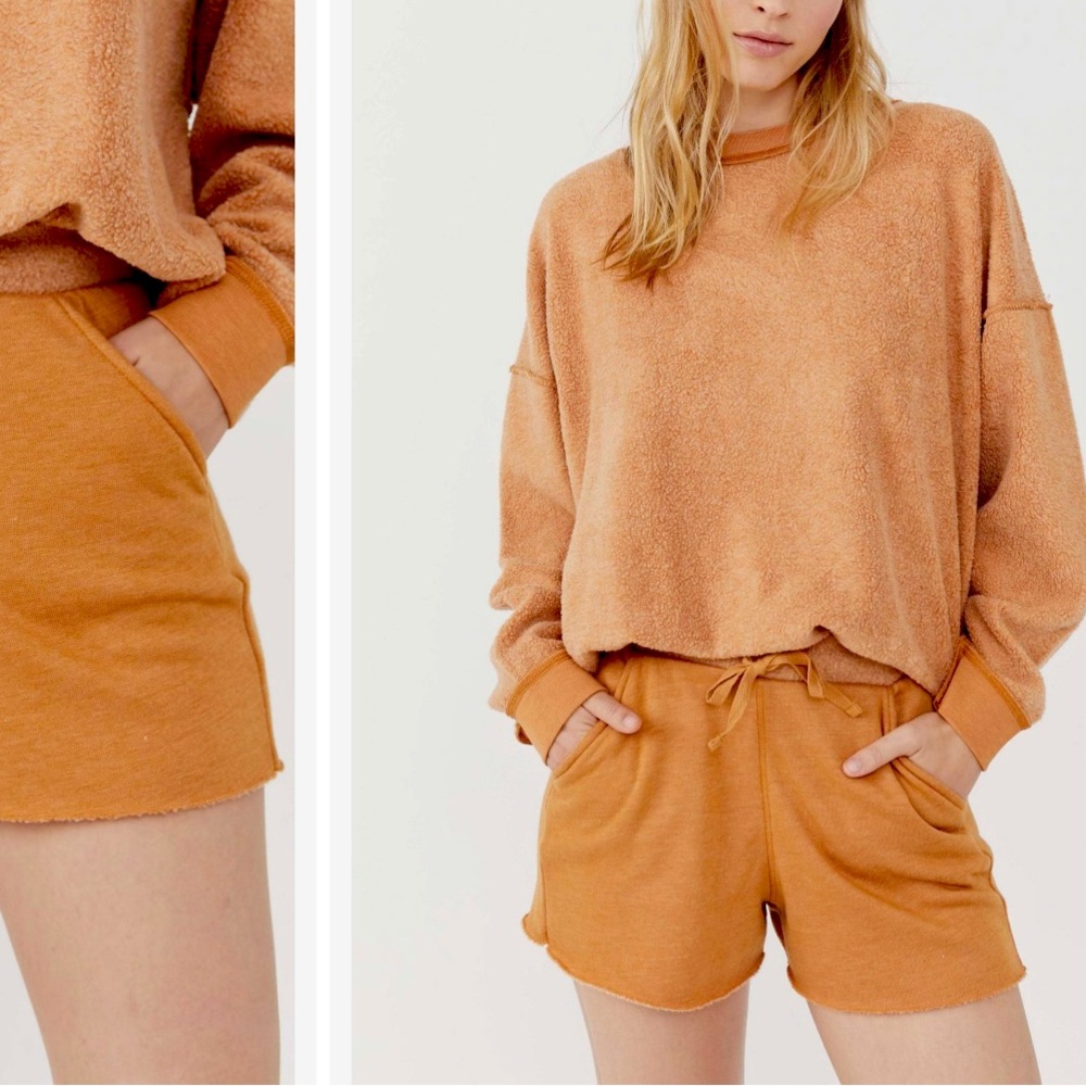 Free People Intimately Kelly Washed Set in Cognac Medium sweatshirt & shorts